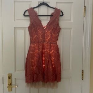 Rose lace and nude slip dress! Perf for weddings!!